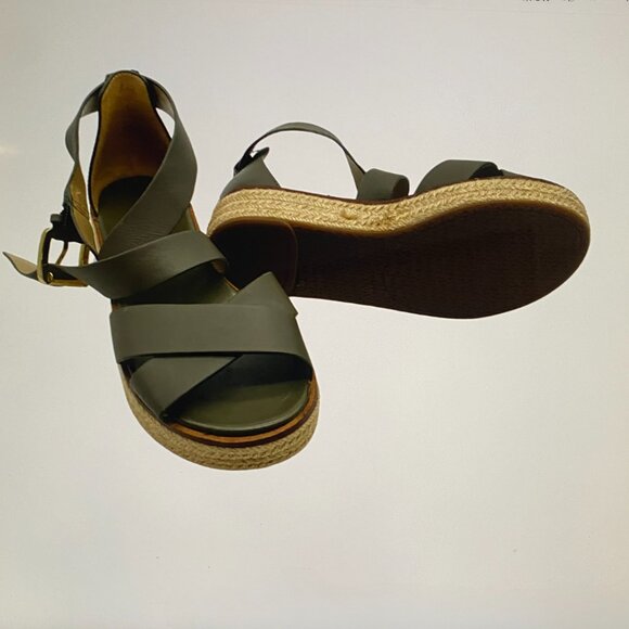 MICHAEL KORS DARK GREEN WEDGE SANDALS - Picture 3 of 4